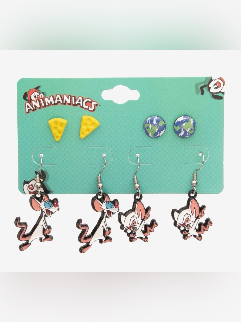 NWT Warner Brothers Animaniacs Pinky and the Brain earring set